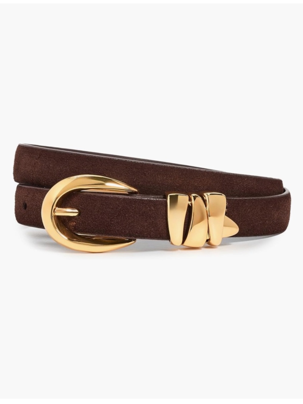 Madewell Women's Chunky Metal Leather Belt Chocolate Raisin Suede